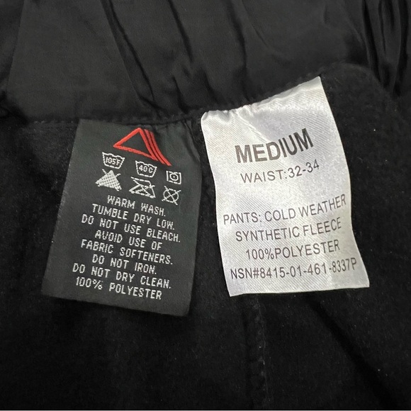 Cold Weather Synthetic Fleece Polyester Men Black Medium Full Zip Pants Outdoor, - Picture 9 of 12